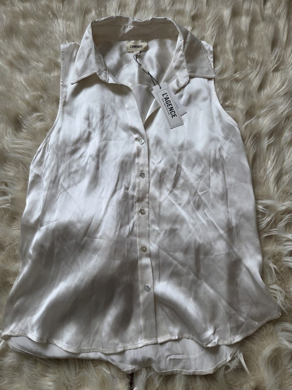 L'AGENCE Ivory Sleeveless Blouse  Silk Has Stain